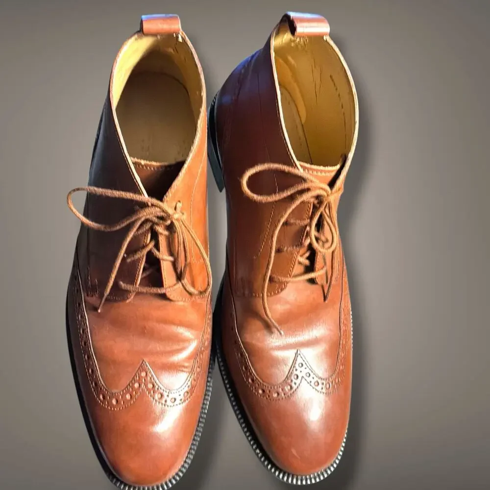 Men's 9.5 COLE HAAN Williams Wingtip Brown Leather Dress Chukka Boots C12674
